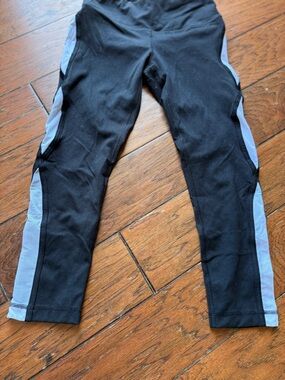 Yogalicious Black Leggings with Light White Mesh Trim